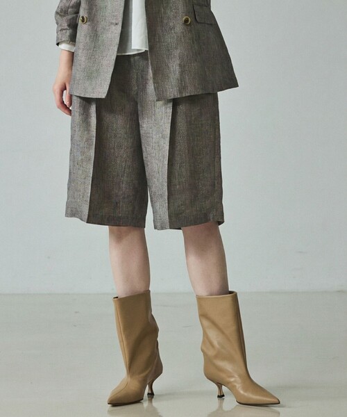 qualite(カリテ)の「【大人のショートパンツ】ラメリネンショートパンツ/セットアップ対応/夏服/春服・/リネン(その他パンツ・レディース・グレイッシュベージュ・36/38)」の16枚目の写真