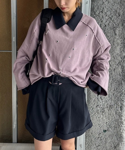 トップス Ameri EYELET ARRANGEMENT SWEAT TOP BK EYELET ARRANGEMENT SWEAT TOP（スウェット）｜Ameri（アメリ）の
