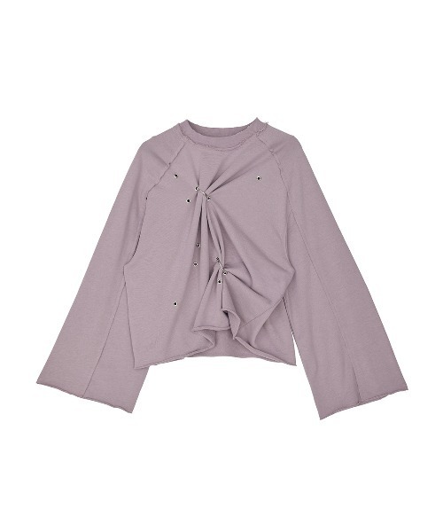 Ameri(アメリ)の「EYELET ARRANGEMENT SWEAT TOP(スウェット・レディース・グレー/ブラック/ラベンダー・FREE)」の20枚目の写真