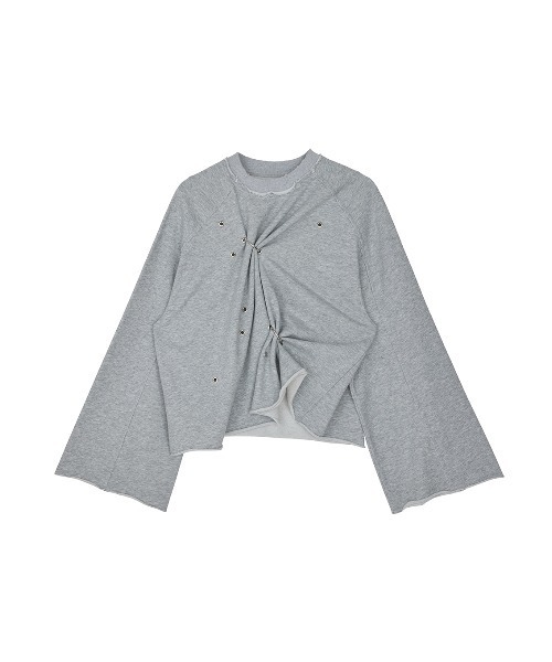 Ameri(アメリ)の「EYELET ARRANGEMENT SWEAT TOP(スウェット・レディース・グレー/ブラック/ラベンダー・FREE)」の19枚目の写真