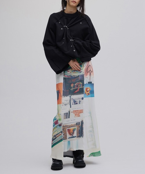 Ameri(アメリ)の「EYELET ARRANGEMENT SWEAT TOP(スウェット・レディース・グレー/ブラック/ラベンダー・FREE)」の10枚目の写真