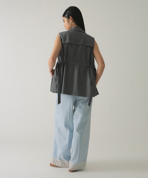 Ray BEAMS（レイビームス）の「シアー レイヤード 1タック パンツ（スラックス・レディース・アイボリー/ブラック・1/0）」の5枚目の写真