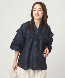 グリーンレーベルリラクシング　今季【新品・タグ付き】ネイビー　フリルシャツ green label relaxing（グリーンレーベルリラクシング）の「ブロード