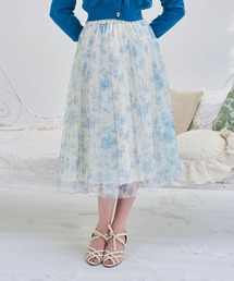 an another angelus | 単色ローズ柄ボリュームチュールスカート(スカート)