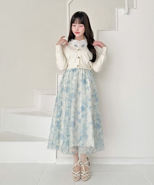 an another angelus（アンアナザーアンジェラス）の「単色ローズ柄ボリュームチュールスカート（スカート・レディース・ライトオレンジ系/ブルー・FREE）」の9枚目の写真