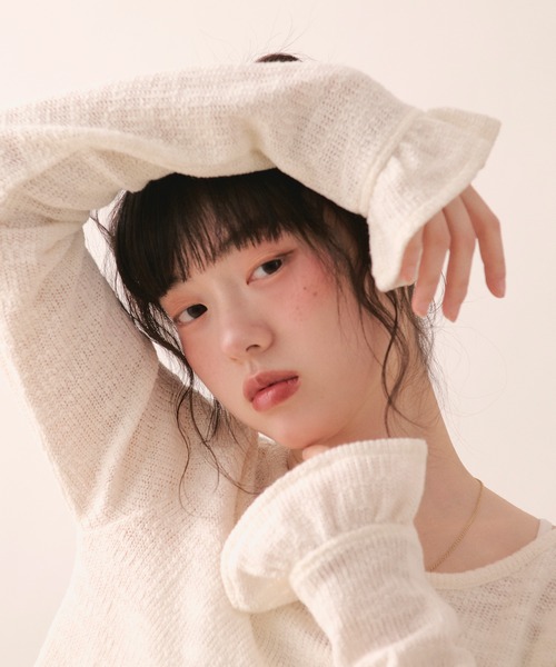 loin nuit(ロワンニュイ)の「frill design tops / フリルデザイントップス(Tシャツ/カットソー・レディース・ピンク/アイボリー・FREE)」の7枚目の写真