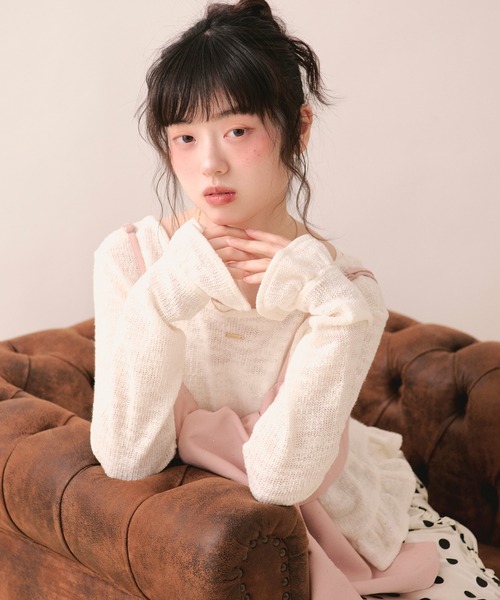 loin nuit(ロワンニュイ)の「frill design tops / フリルデザイントップス(Tシャツ/カットソー・レディース・ピンク/アイボリー・FREE)」の18枚目の写真