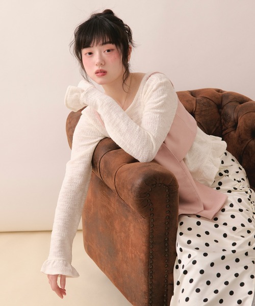 loin nuit(ロワンニュイ)の「frill design tops / フリルデザイントップス(Tシャツ/カットソー・レディース・ピンク/アイボリー・FREE)」の20枚目の写真