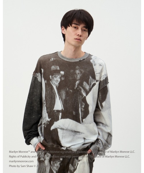 DISCOVERED(ディスカバード)の「MARILYN MONROE INKJET PRINT SWEAT(スウェット・メンズ・ブラック・SMALL/LARGE)」の1枚目の写真