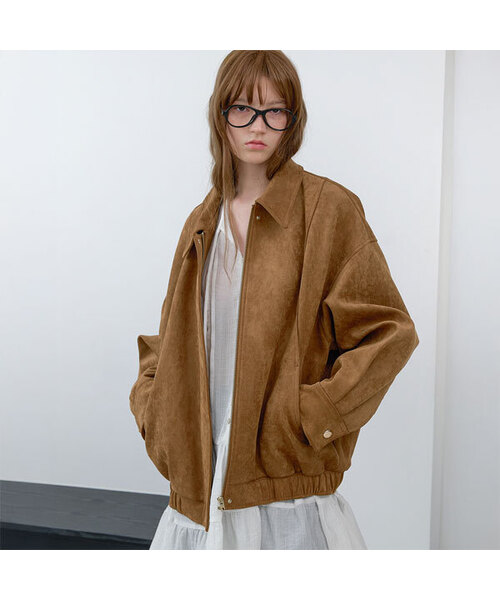 ATELIER NAIN(アトリエナイン)の「OVERFIT SUEDE SNAP BUTTON BLOUSON(JP-587)(ブルゾン・レディース・キャメル・FREE)」の1枚目の写真