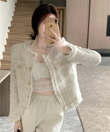 Nia（ニア）の「Nia(ニア)/ノーカラーツイードジャケット（ノーカラージャケット）」