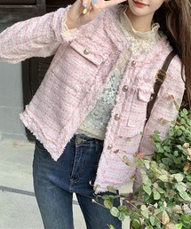 Nia（ニア）の「Nia(ニア)/ノーカラーツイードジャケット（ノーカラージャケット）」