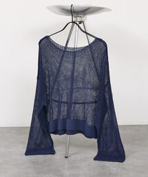 abahouse mavie | 【メッシュ編み】シアーニットプルオーバー/春服/夏服/レイヤード/長袖/リネンライク(ニット/セーター)