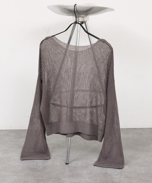 abahouse mavie（アバハウスマヴィ）の「【リネンライク】シアーニットプルオーバー/春服/夏服/レイヤード/長袖（ニット/セーター・レディース・ネイビー/グレー/オレンジ/アイボリー・フリー）」の3枚目の写真