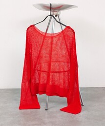 abahouse mavie | 【リネンライク】シアーニットプルオーバー/春服/夏服/レイヤード/長袖(ニット/セーター)