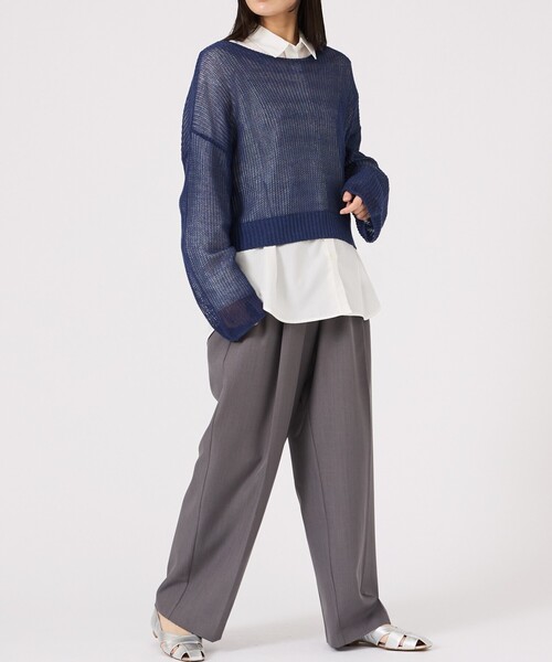 abahouse mavie（アバハウスマヴィ）の「【リネンライク】シアーニットプルオーバー/春服/夏服/レイヤード/長袖（ニット/セーター・レディース・ネイビー/グレー/オレンジ/アイボリー・フリー）」の19枚目の写真