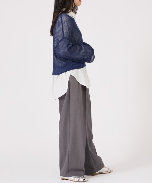 abahouse mavie（アバハウスマヴィ）の「【リネンライク】シアーニットプルオーバー/春服/夏服/レイヤード/長袖（ニット/セーター・レディース・ネイビー/グレー/オレンジ/アイボリー・フリー）」の18枚目の写真