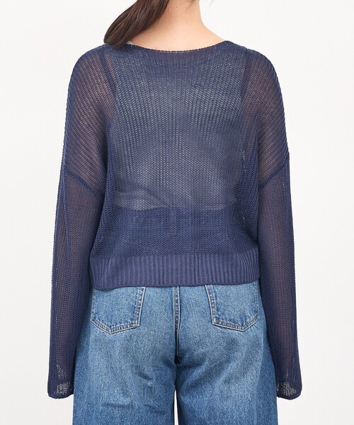 abahouse mavie（アバハウスマヴィ）の「【リネンライク】シアーニットプルオーバー/春服/夏服/レイヤード/長袖（ニット/セーター・レディース・ネイビー/グレー/オレンジ/アイボリー・フリー）」の7枚目の写真