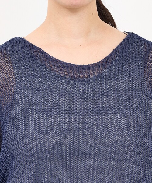 abahouse mavie（アバハウスマヴィ）の「【リネンライク】シアーニットプルオーバー/春服/夏服/レイヤード/長袖（ニット/セーター・レディース・ネイビー/グレー/オレンジ/アイボリー・フリー）」の6枚目の写真