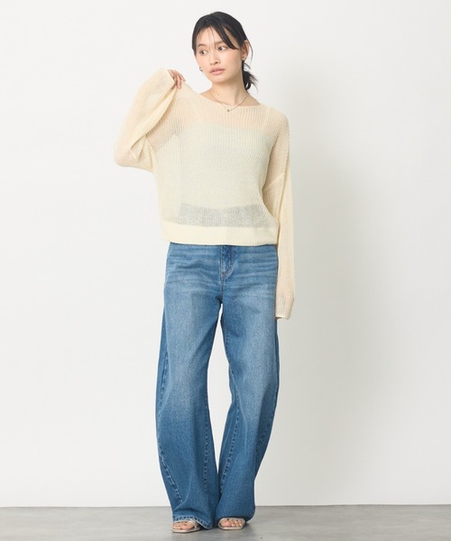 abahouse mavie（アバハウスマヴィ）の「【再登場！】シアーニットプルオーバー（ニット/セーター・レディース・ネイビー/グレー/オレンジ/アイボリー/ブラック・フリー）」の7枚目の写真