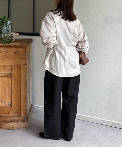 Thevon（ゼボン）の「ウエストベルトストライプシャツ（シャツ/ブラウス・レディース・ベージュ/ピンク/キャメル/サックスブルー・FREE）」の11枚目の写真