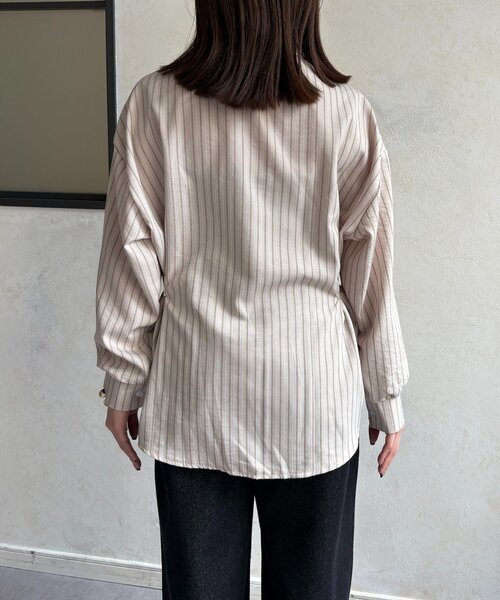 Thevon（ゼボン）の「ウエストベルトストライプシャツ（シャツ/ブラウス・レディース・ベージュ/ピンク/キャメル/サックスブルー・FREE）」の14枚目の写真