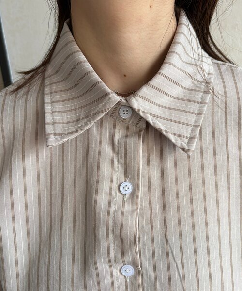 Thevon（ゼボン）の「ウエストベルトストライプシャツ（シャツ/ブラウス・レディース・ベージュ/ピンク/キャメル/サックスブルー・FREE）」の16枚目の写真