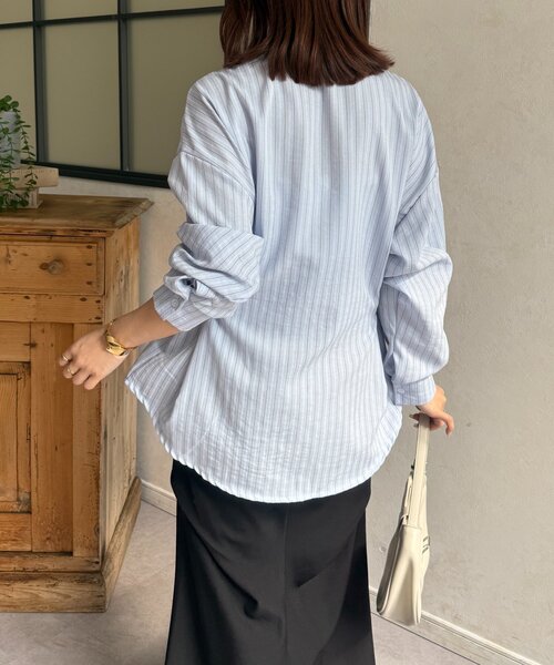 Thevon（ゼボン）の「ウエストベルトストライプシャツ（シャツ/ブラウス・レディース・ベージュ/ピンク/キャメル/サックスブルー・FREE）」の20枚目の写真