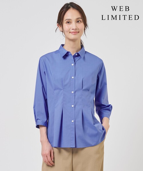 J.PRESS(ジェイプレス)の「【WEB限定カラーあり】SOFT TC ストレッチ シャツ ブラウス(シャツ/ブラウス・レディース・ホワイト系/ブルー系・T15/T13)」の2枚目の写真