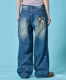 ※WEB限定 / シームデザイン / ワイドデニムパンツ / sqnz seam design applique denim