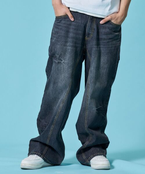 SEQUENZ(シークエンズ)の「※WEB限定 / シームデザイン / ワイドデニムパンツ / sqnz seam design applique denim(その他パンツ・メンズ・ブラック/ネイビー/ブラウン・MEDIUM/SMALL/LARGE)」の6枚目の写真