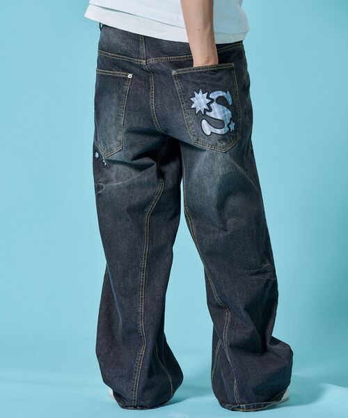 SEQUENZ(シークエンズ)の「※WEB限定 / シームデザイン / ワイドデニムパンツ / sqnz seam design applique denim(その他パンツ・メンズ・ブラック/ネイビー/ブラウン・MEDIUM/SMALL/LARGE)」の8枚目の写真