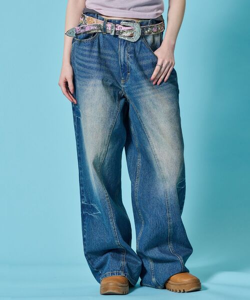 SEQUENZ(シークエンズ)の「※WEB限定 / シームデザイン / ワイドデニムパンツ / sqnz seam design applique denim(その他パンツ・メンズ・ブラック/ネイビー/ブラウン・MEDIUM/SMALL/LARGE)」の13枚目の写真