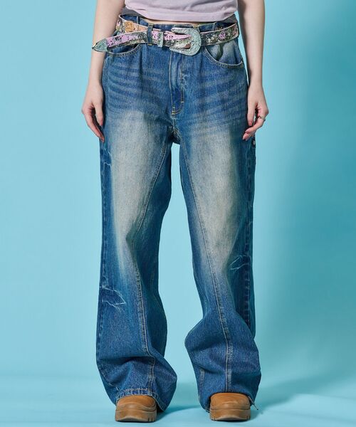 SEQUENZ(シークエンズ)の「※WEB限定 / シームデザイン / ワイドデニムパンツ / sqnz seam design applique denim(その他パンツ・メンズ・ブラック/ネイビー/ブラウン・MEDIUM/SMALL/LARGE)」の14枚目の写真