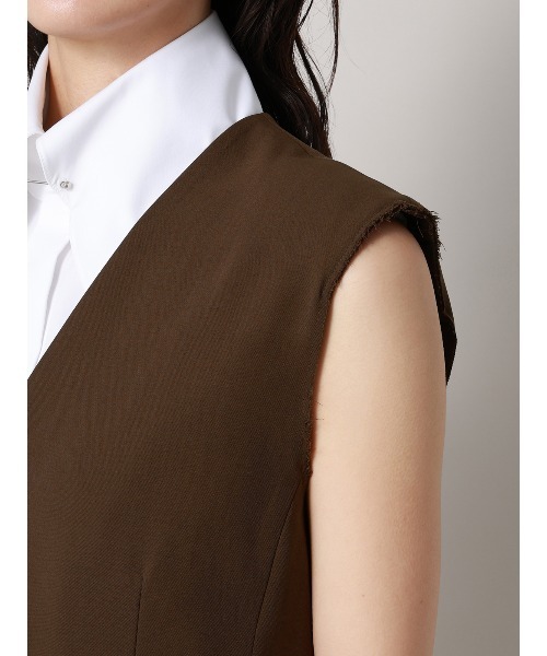 CIS.（シス）の「CIS. リボンポケットジレ ウォッシャブル ドライウーステッドライク 無地（ベスト・レディース・ブラウン/ネイビー・36(7号)/38(9号)）」の14枚目の写真