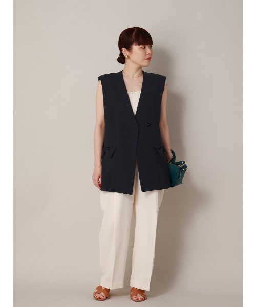 CIS.（シス）の「CIS. リボンポケットジレ ウォッシャブル ドライウーステッドライク 無地（ベスト・レディース・ブラウン/ネイビー・36(7号)/38(9号)）」の19枚目の写真