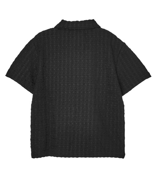 X-girl(エックスガール)の「SCRIPT LOGO SHIRRED S/S ZIP UP TOP(ポロシャツ・レディース・オフホワイト/ブラック・ONE SIZE)」の10枚目の写真