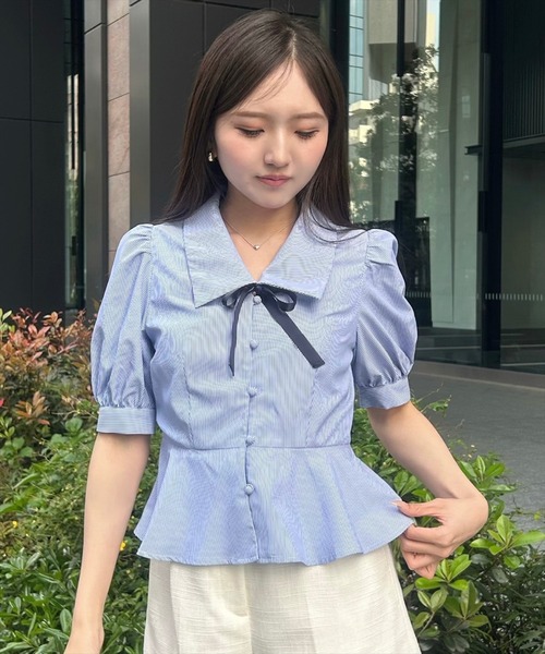 WILLSELECTION(ウィルセレクション)の「【再入荷予約受付中】パフスリーブペプラムブラウス(シャツ/ブラウス・レディース・ホワイト/ブラック/ブルー系その他/ブラック系その他/ホワイト系その他・FREE)」の5枚目の写真