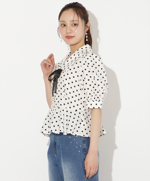 WILLSELECTION（ウィルセレクション）の「パフスリーブドットブラウス（シャツ/ブラウス・レディース・ホワイト/ブラック・FREE）」の7枚目の写真