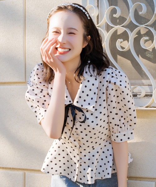 WILLSELECTION（ウィルセレクション）の「パフスリーブドットブラウス（シャツ/ブラウス・レディース・ホワイト/ブラック・FREE）」の15枚目の写真