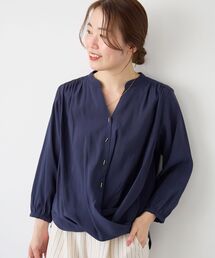 バーボタンカシュクールブラウス