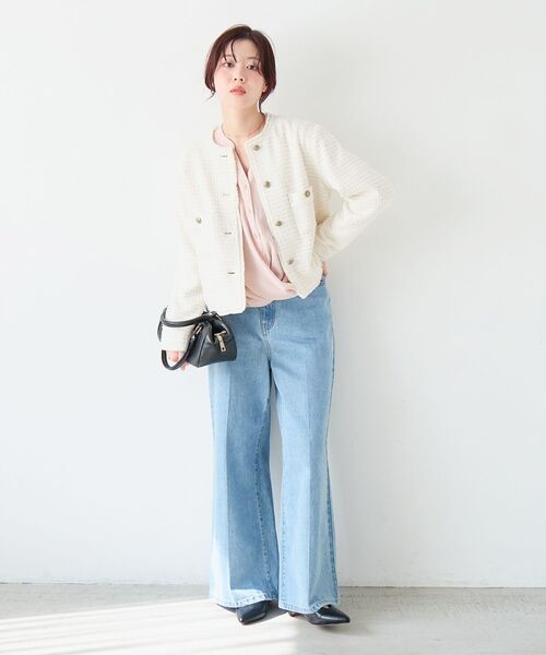 le.coeur blanc（ルクールブラン）の「バーボタンカシュクールブラウス（シャツ/ブラウス・レディース・ネイビー/オフホワイト/ライトピンク・38）」の11枚目の写真