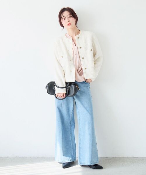 le.coeur blanc（ルクールブラン）の「バーボタンカシュクールブラウス（シャツ/ブラウス・レディース・ネイビー/オフホワイト/ライトピンク・38）」の12枚目の写真