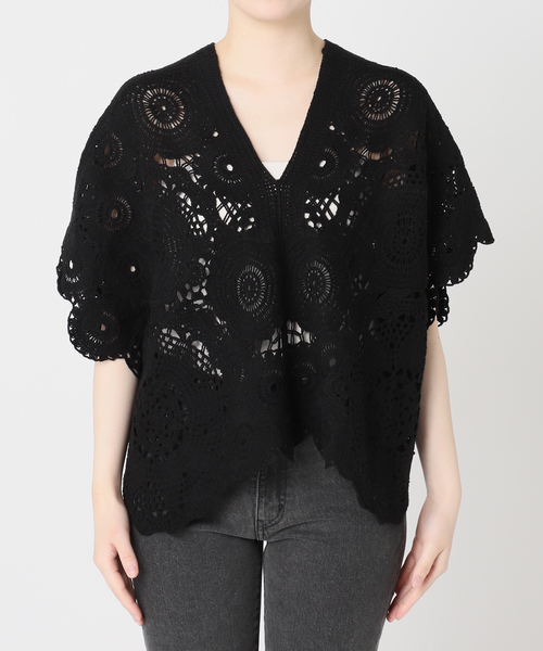 Torrazzo Donna(トラッゾドンナ)の「【TORRAZZO DONNA/トラッゾドンナ】クロシェポンチョ(ニット/セーター・レディース・ホワイト/ブラック・FREE)」の21枚目の写真