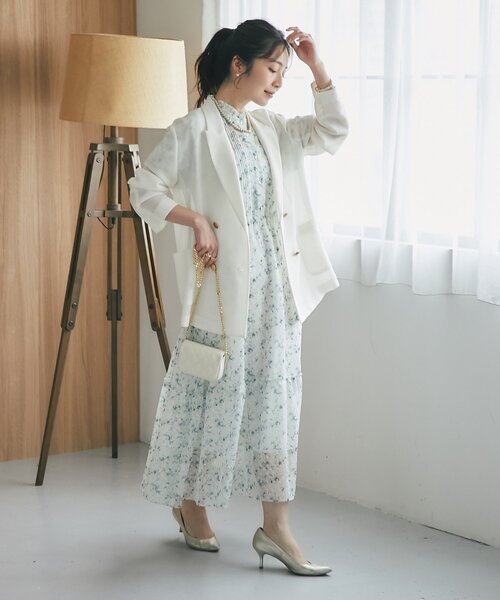 La boutique BonBon（ラブティックボンボン）の「【愛されワンピース】フラワープリントバルーンスリーブワンピース（ワンピース・レディース・オフホワイト/ネイビー・38/36）」の11枚目の写真