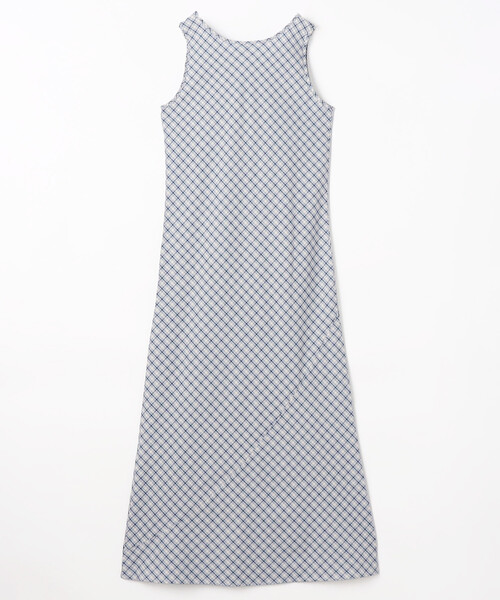 BASERANGE（ベースレンジ）の「Baserange/ベースレンジ LARVA DRESS / DRLA-OC-SP26 / コットンポプリン チェック ノースリーブワンピース（ワンピース・レディース・ブルー・SMALL）」の2枚目の写真