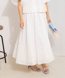 《セットアップ対応》ウォッシャブルレースフレアスカート