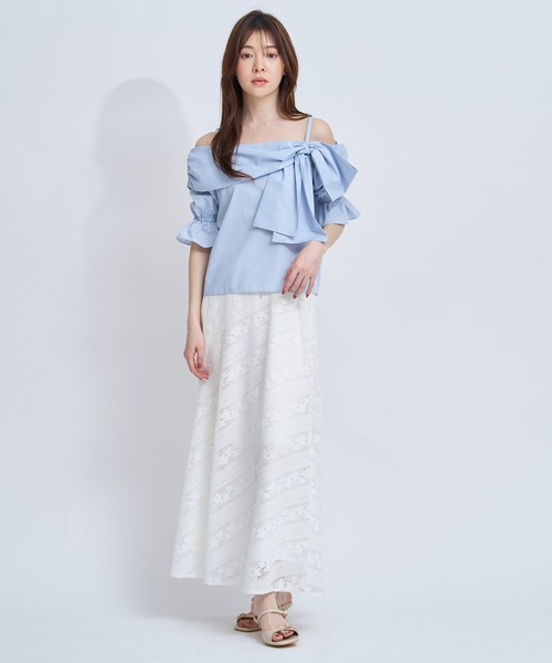 NOELA(ノエラ)の「オフショルリボンブラウス(シャツ/ブラウス・レディース・ネイビー/オフホワイト/サックスブルー・フリー)」の19枚目の写真