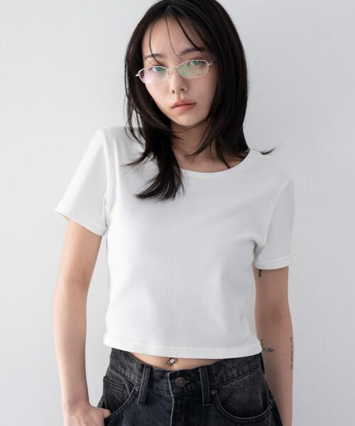 WEGO(ウィゴー)の「WEGO/【26年春夏新作】コンパクトリブT(Tシャツ/カットソー・レディース・ホワイト/ブラック・MEDIUM/SMALL)」の1枚目の写真