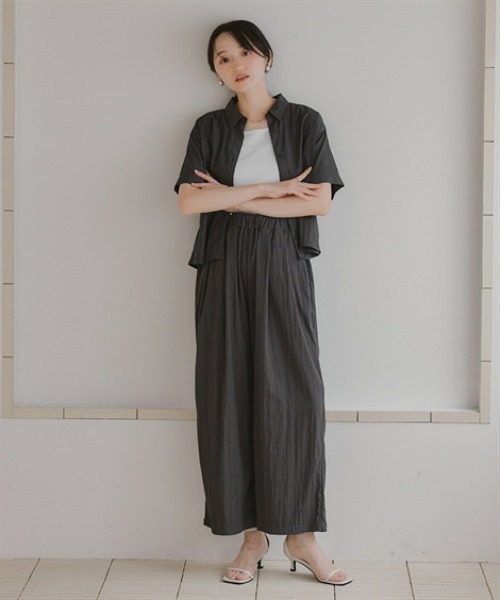 Petitjo(プッチージョ)の「小さいサイズ ワッシャーショートスリーブシャツ 低身長さん・小柄女性(シャツ/ブラウス・レディース・モカ/ライトグレー/チャコール・PSS/PS/PM/PL)」の10枚目の写真